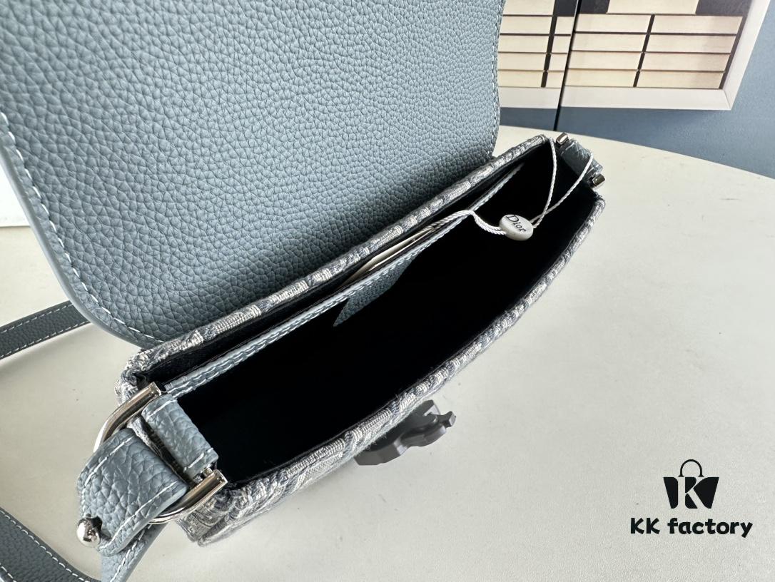 Dior Saddle Clutch with Shoulder Strap, Grainy Calfskin and Oblique Print