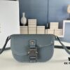 Dior Saddle Clutch with Shoulder Strap in Oblique Print Fabric and Black Grained Calfskin
