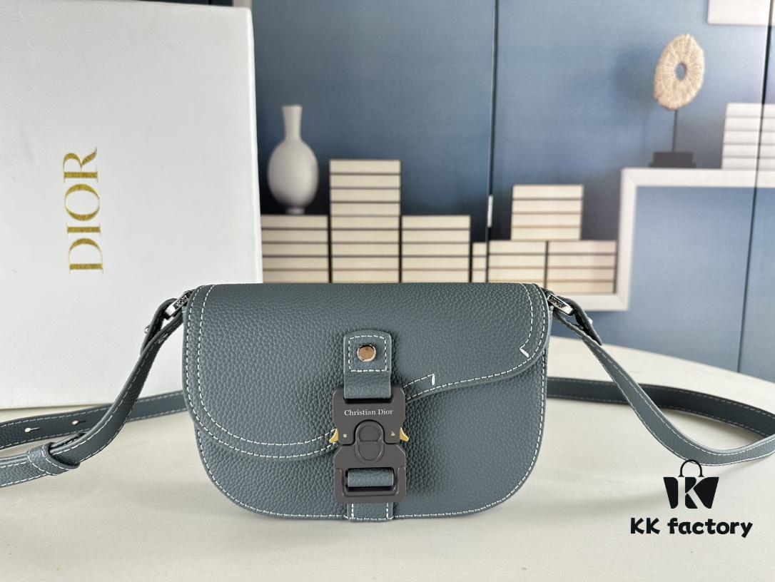 Dior Saddle Clutch with Shoulder Strap in Oblique Print Fabric and Black Grained Calfskin