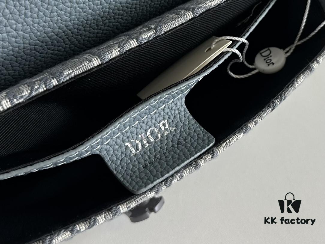 Dior Saddle Clutch with Shoulder Strap, Grainy Calfskin and Oblique Print