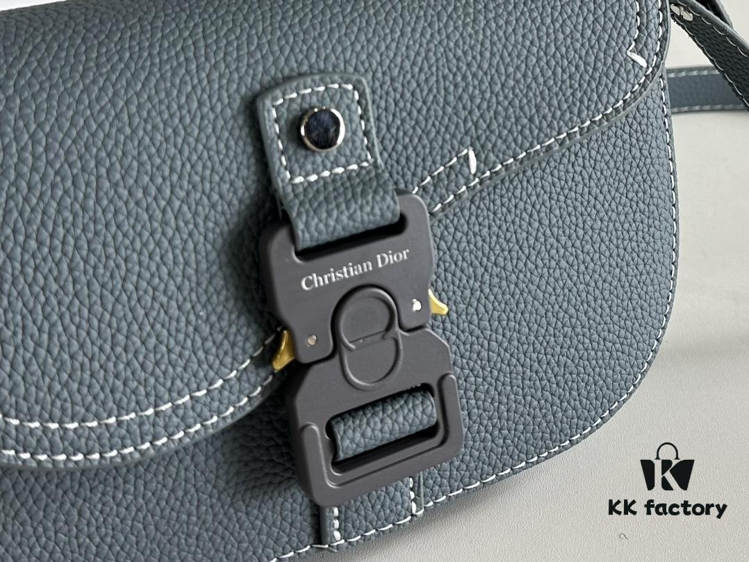 Dior Saddle Clutch with Shoulder Strap in Oblique Print Fabric and Black Grained Calfskin