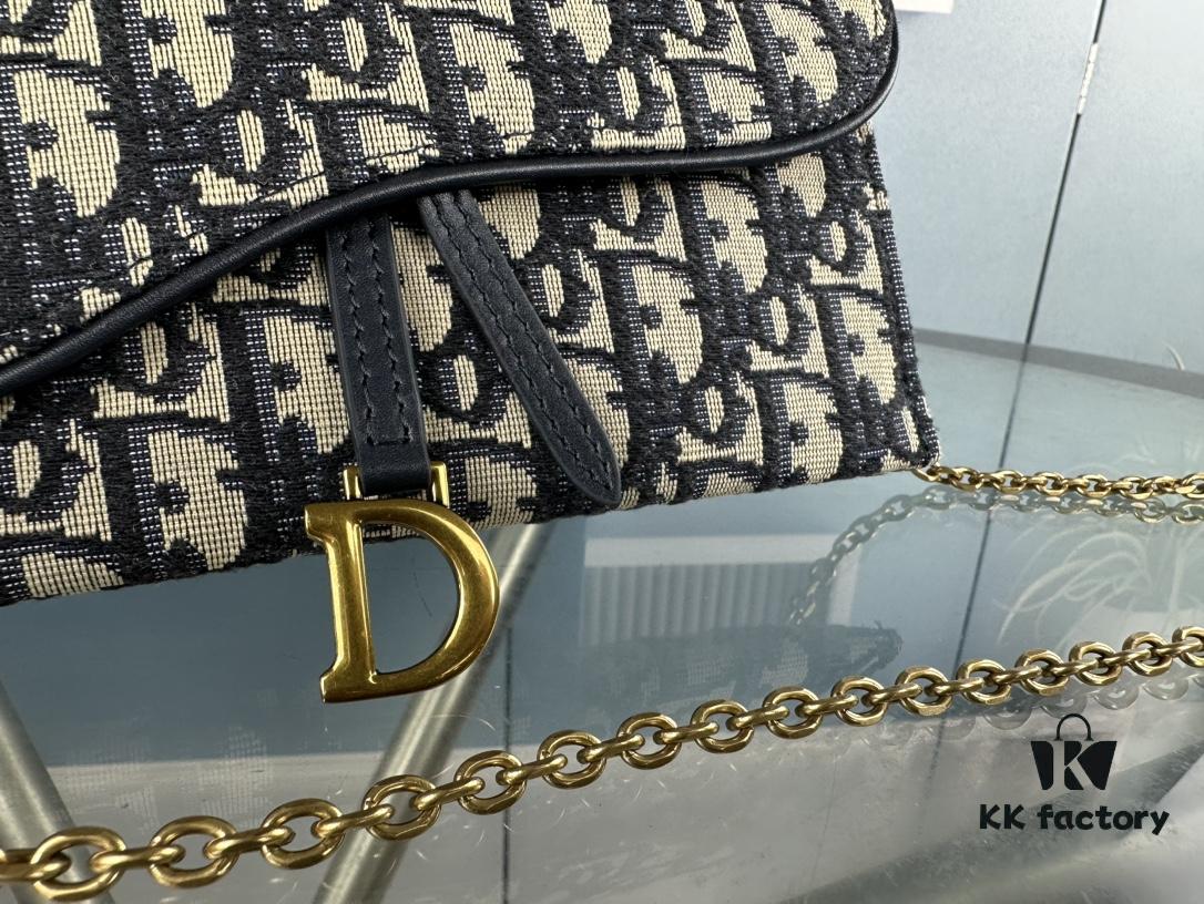 Dior Saddle Bag Series Crossbody Bag with Box ♥️ Comes with Chain, Can Be Used as Clutch or Crossbody, Includes Six Card Slots and Coin Purse, Practical Design, Size 19*13, Model No. 6602, Deep Blue