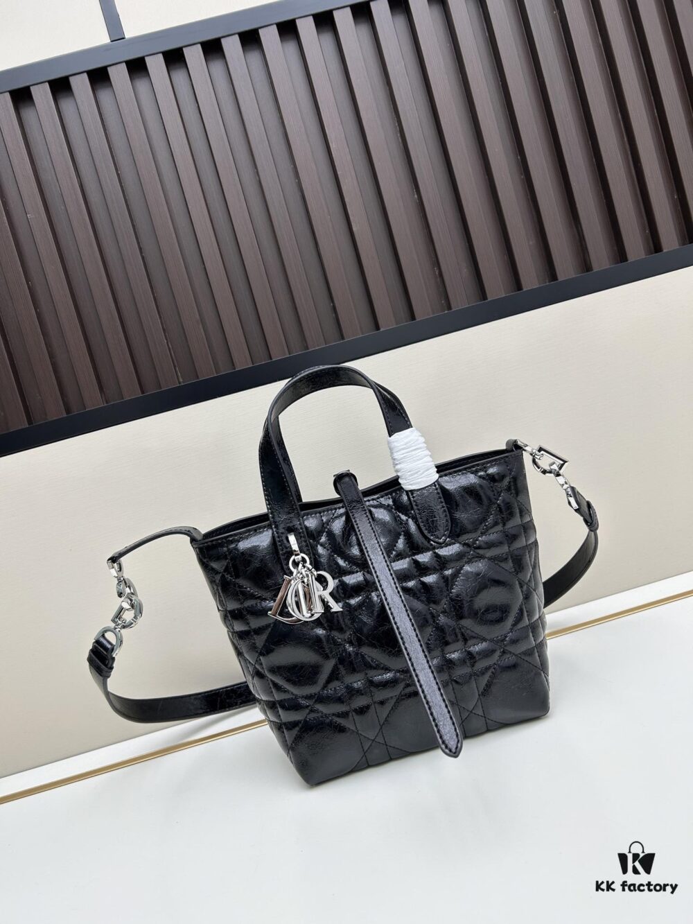 Dior Toujours Small Vertical Handbag in Black Calfskin
