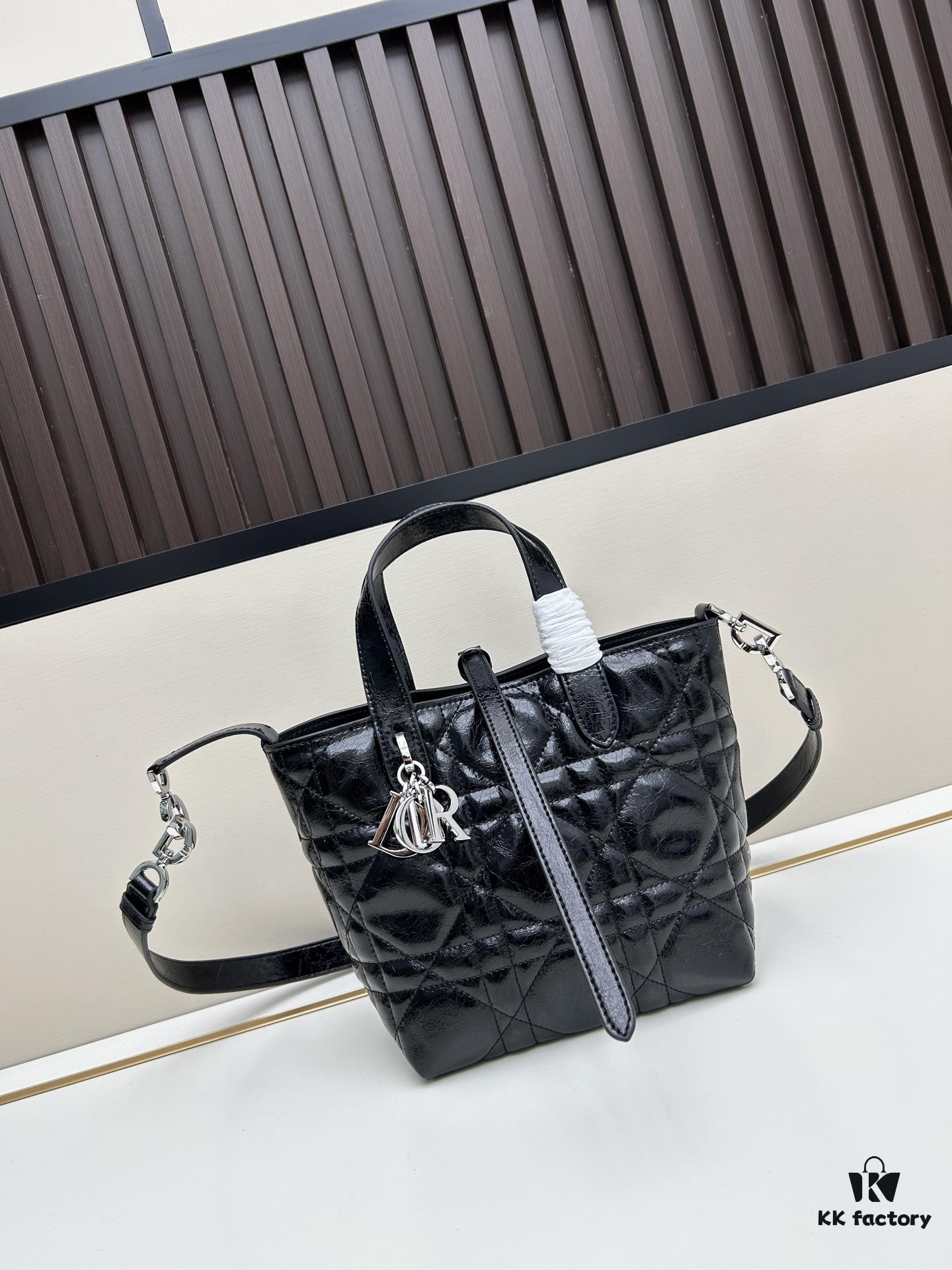 Dior Toujours Small Vertical Handbag in Black Calfskin