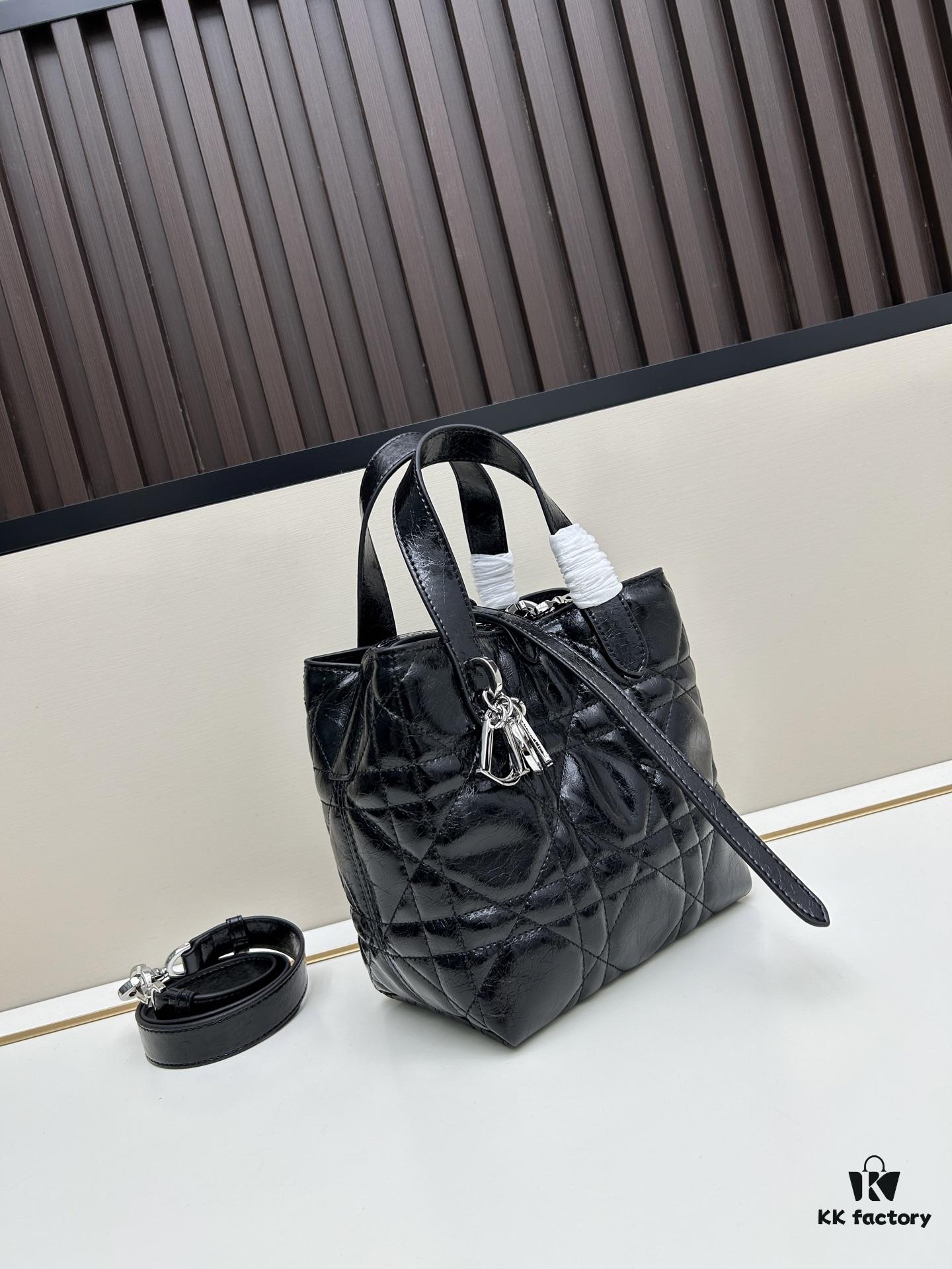 Dior Toujours Small Vertical Handbag in Black Calfskin