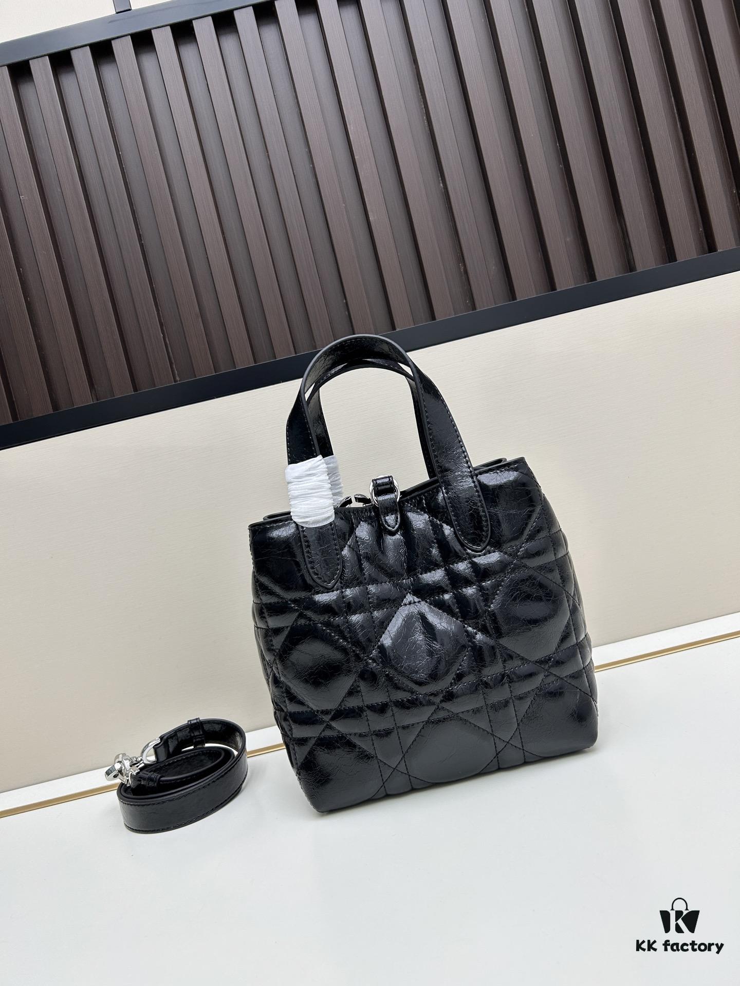 Dior Toujours Small Vertical Handbag in Black Calfskin