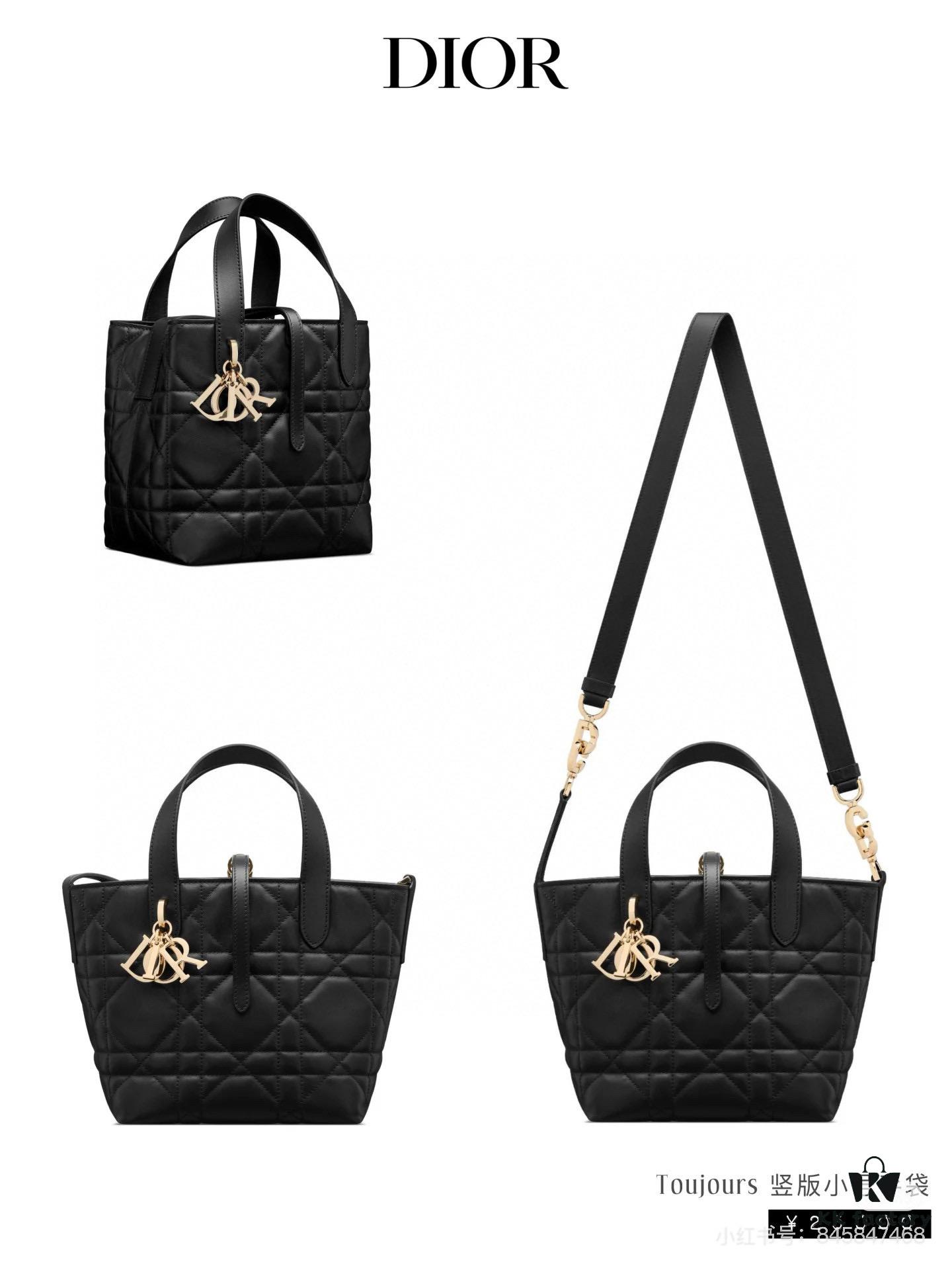 Dior Toujours Medium Vertical Handbag in Blush Beige Calfskin with Cannage Stitching