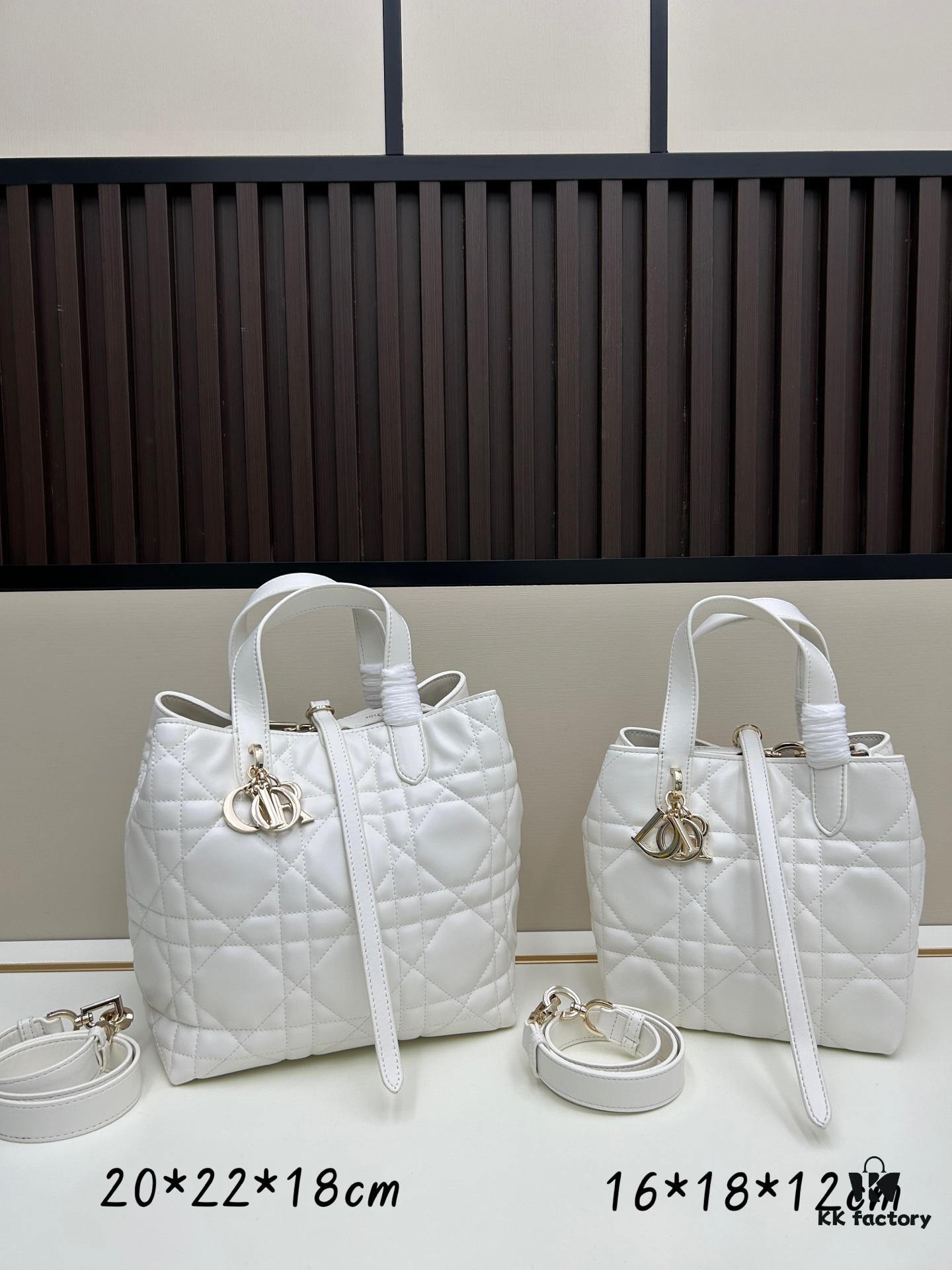 Dior Toujours Vertical Handbag in Blush Beige Calfskin with Cannage Stitching