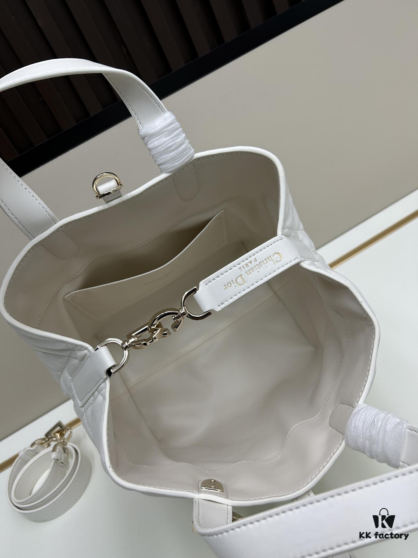 Dior Toujours Vertical Handbag in Blush Beige Calfskin with Cannage Stitching