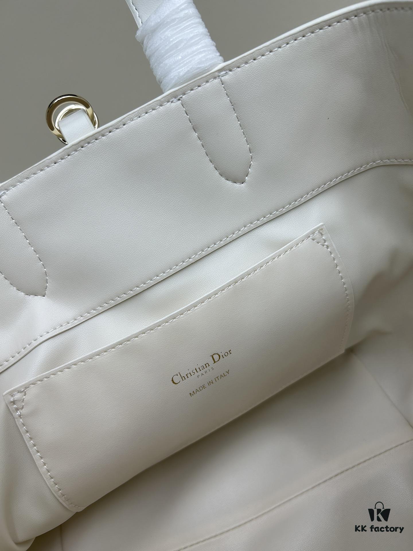 Dior Toujours Vertical Handbag in Blush Beige Calfskin with Cannage Stitching