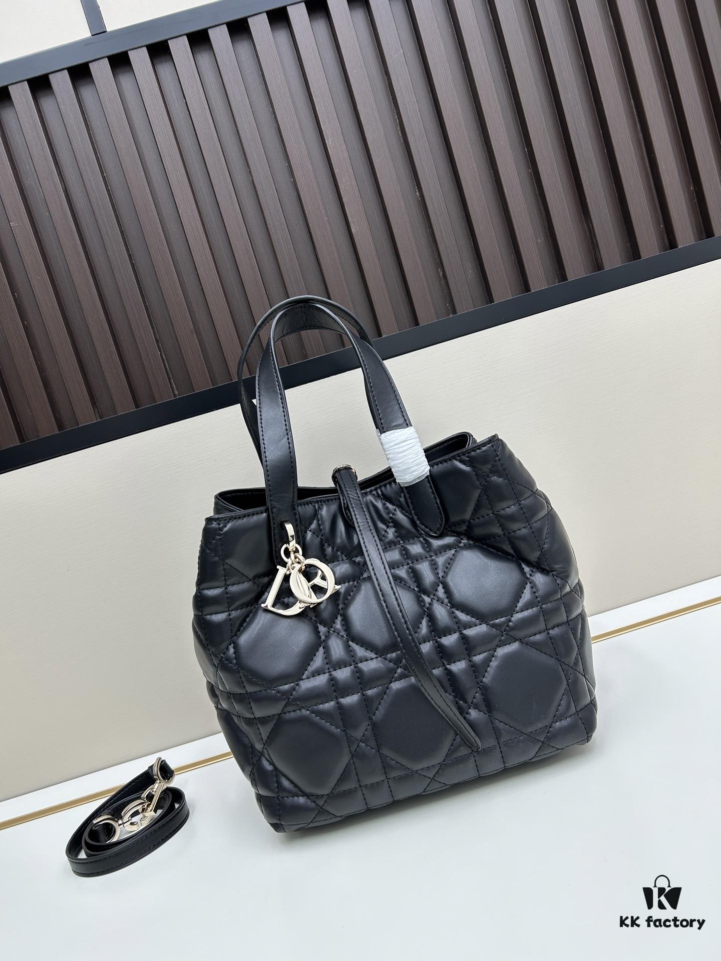 Dior Toujours Vertical Handbag in Blush Beige Calfskin with Cannage Stitching