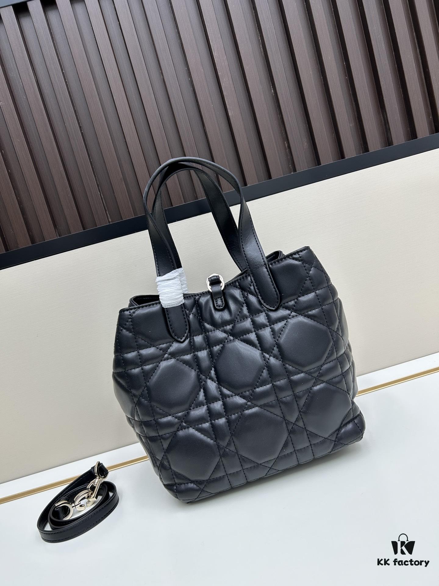 Dior Toujours Vertical Handbag in Blush Beige Calfskin with Cannage Stitching