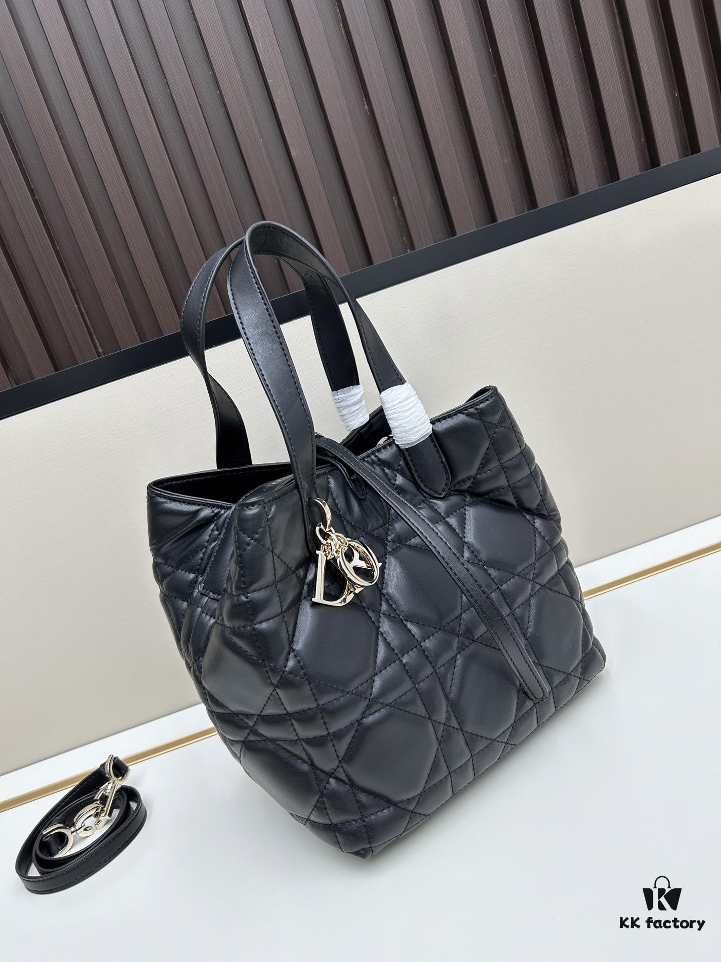 Dior Toujours Vertical Handbag in Blush Beige Calfskin with Cannage Stitching