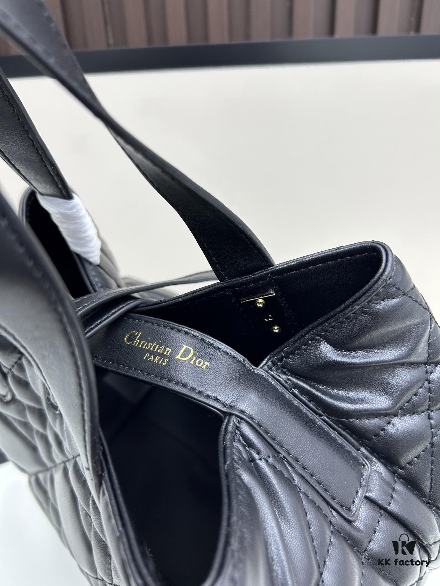 Dior Toujours Vertical Handbag in Blush Beige Calfskin with Cannage Stitching