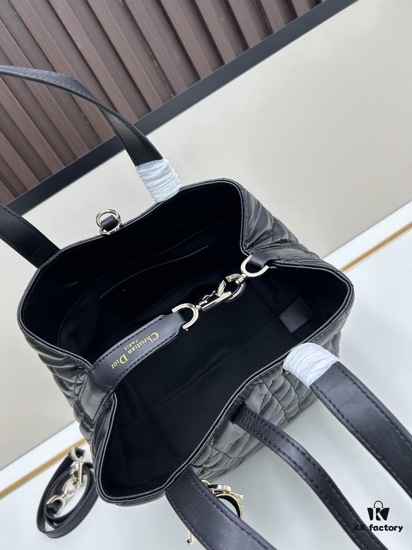 Dior Toujours Vertical Handbag in Blush Beige Calfskin with Cannage Stitching