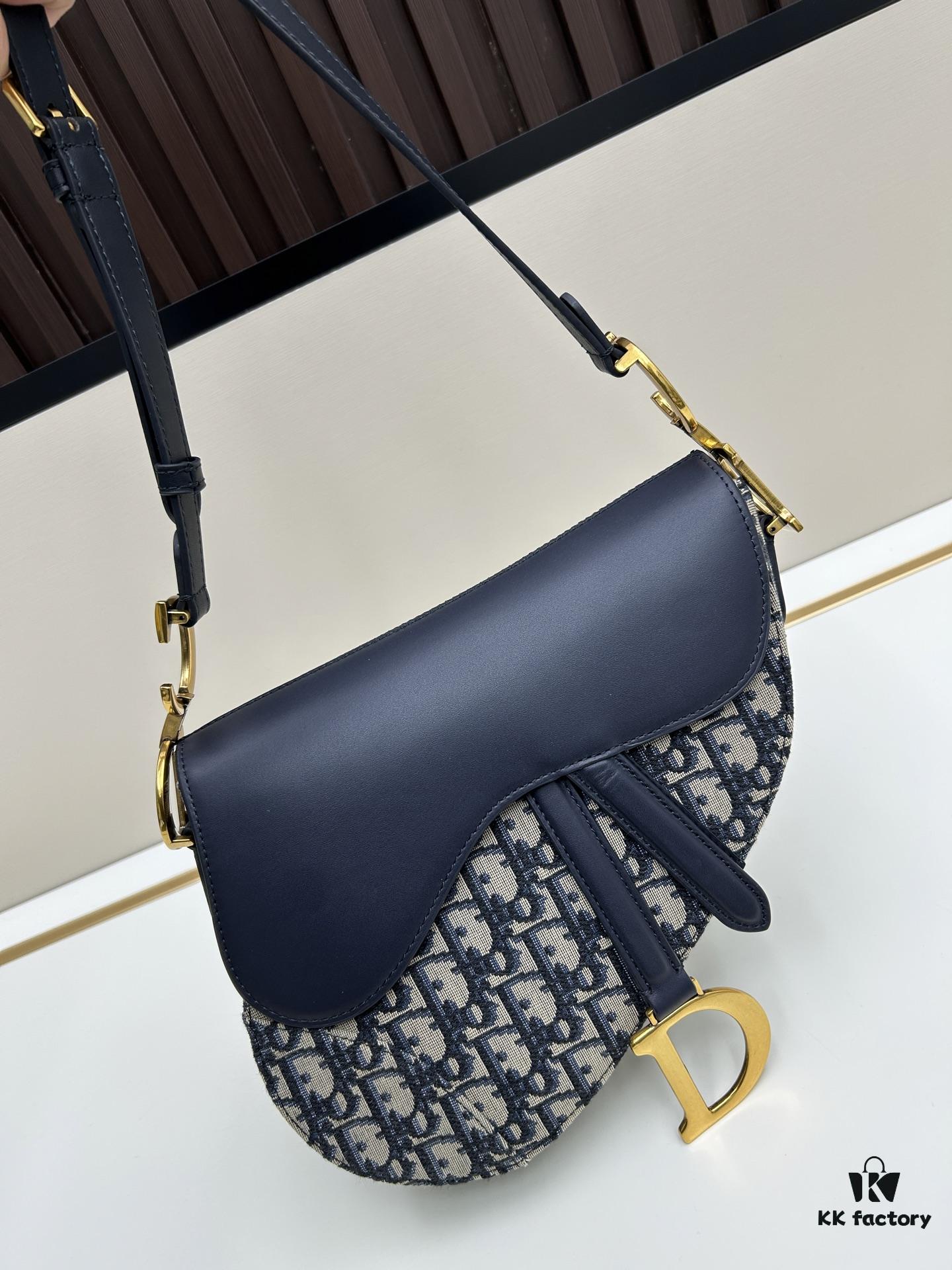 Dior Saddle Monogram Large Bag with Box and Genuine Leather Strap