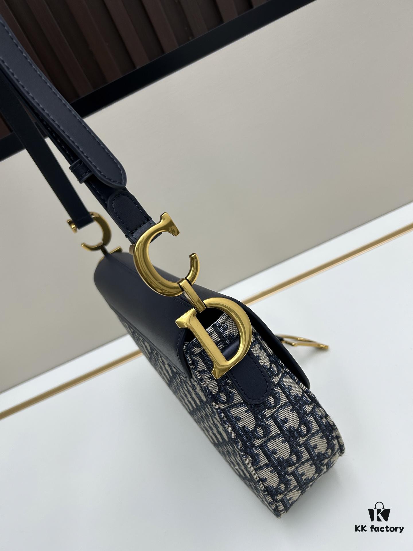 Dior Saddle Monogram Large Bag with Box and Genuine Leather Strap