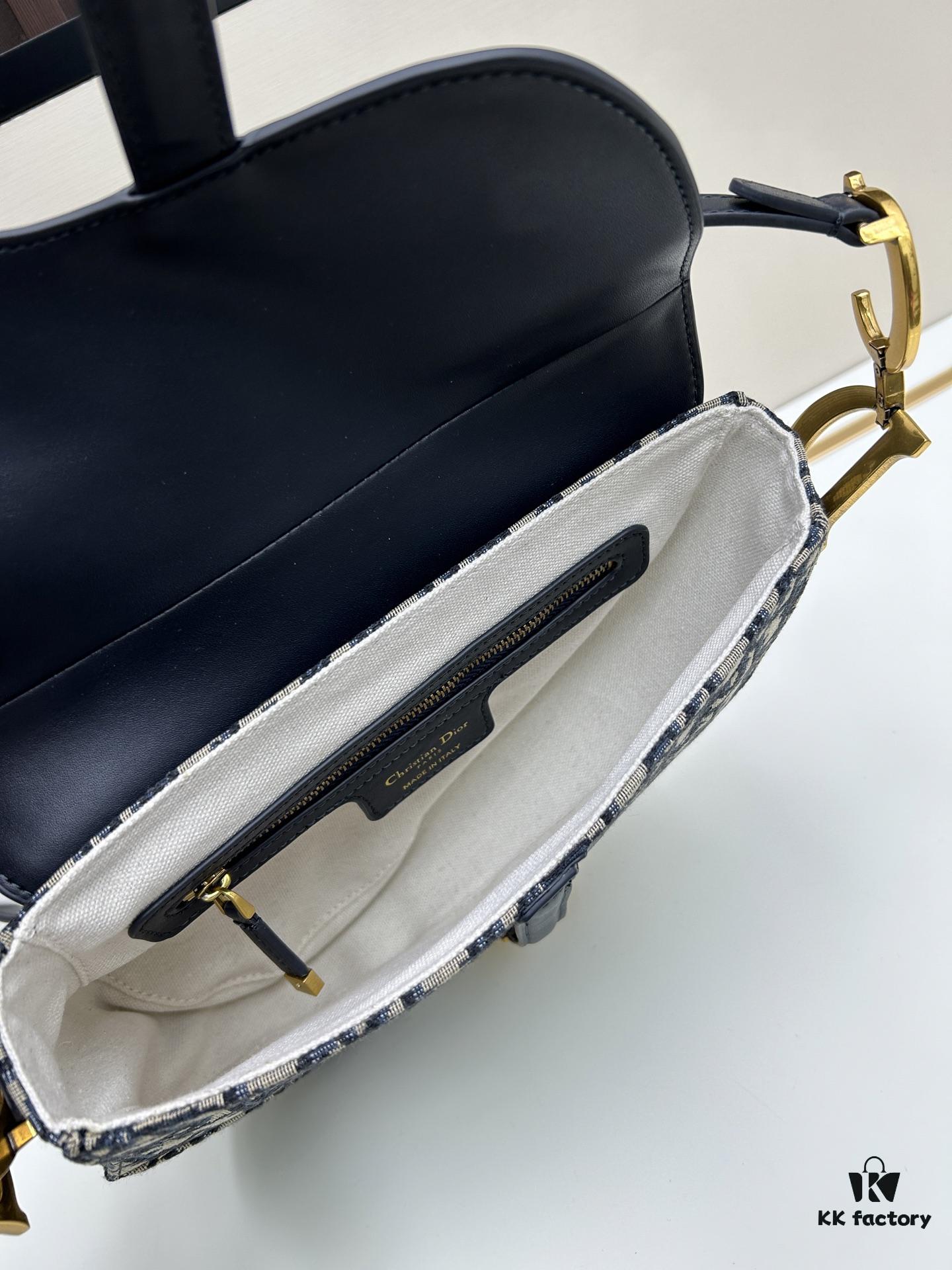 Dior Saddle Monogram Large Bag with Box and Genuine Leather Strap