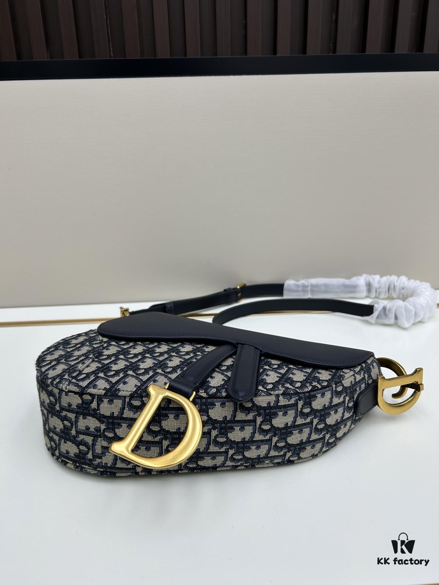Dior Saddle Monogram Large Bag with Box and Genuine Leather Strap