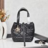 Dior Toujours Small Vertical Handbag in Black Calfskin with Cannage Stitching