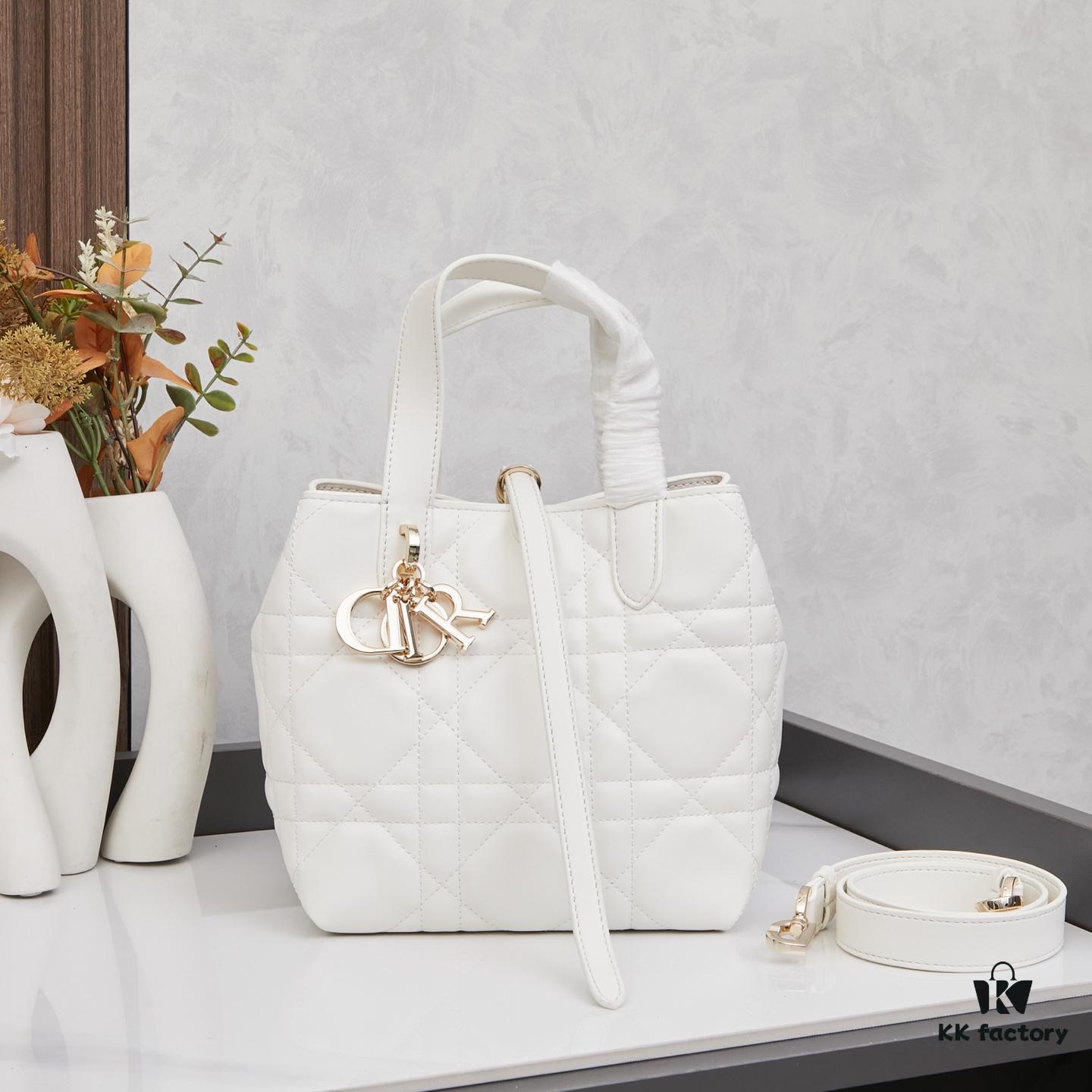 Dior Toujours Small Vertical Handbag in Black Calfskin Leather