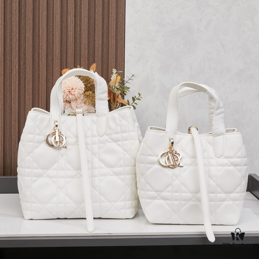 Dior Toujours Medium Vertical Handbag in Blush Beige Calfskin with Oversized Cannage Stitching