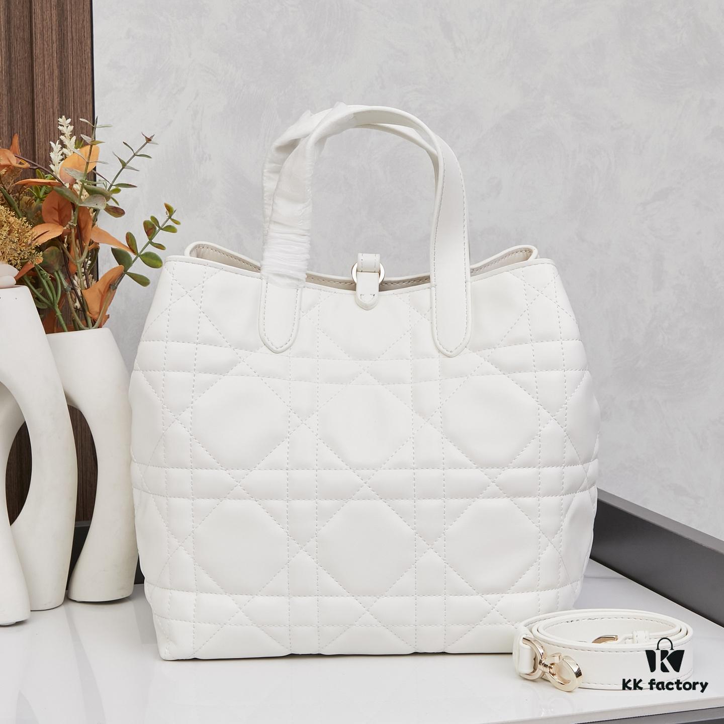 Dior Toujours Medium Vertical Handbag in Blush Beige Calfskin with Oversized Cannage Stitching