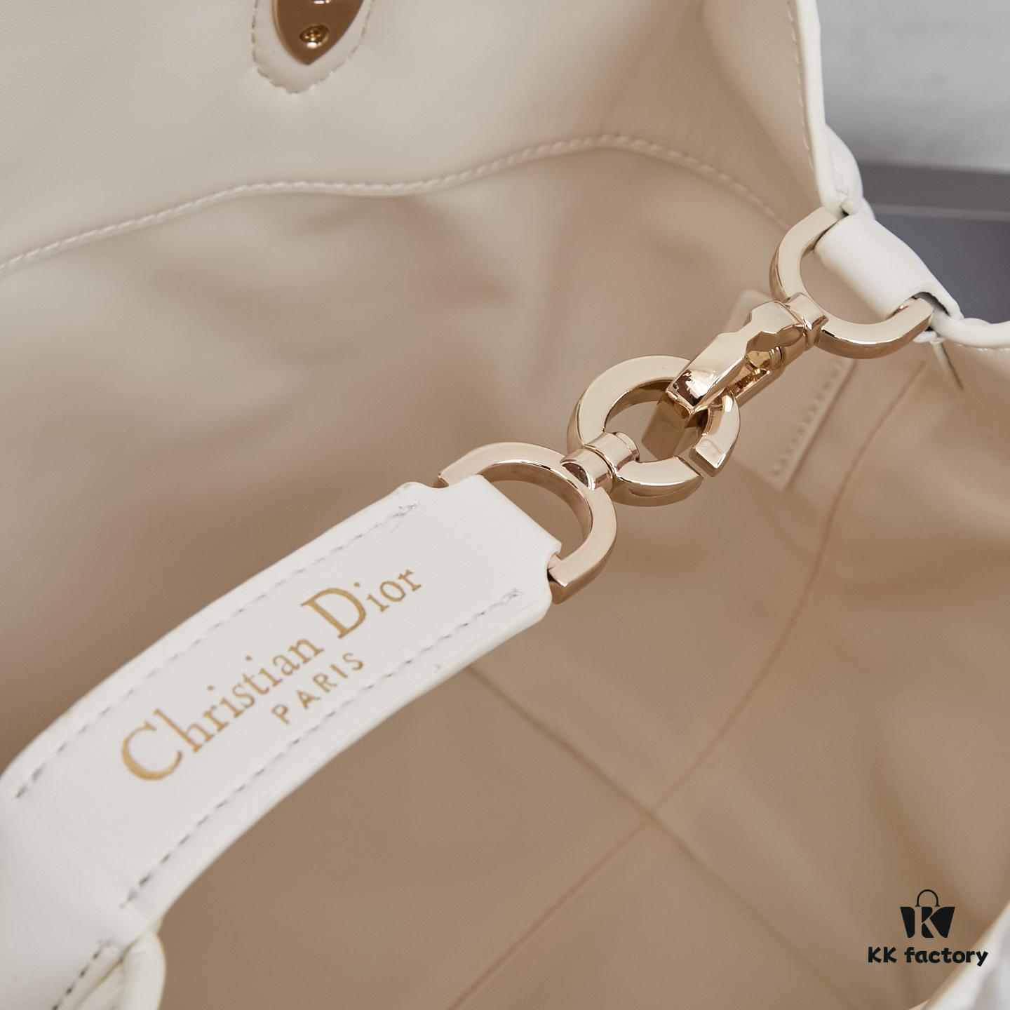 Dior Toujours Medium Vertical Handbag in Blush Beige Calfskin with Oversized Cannage Stitching
