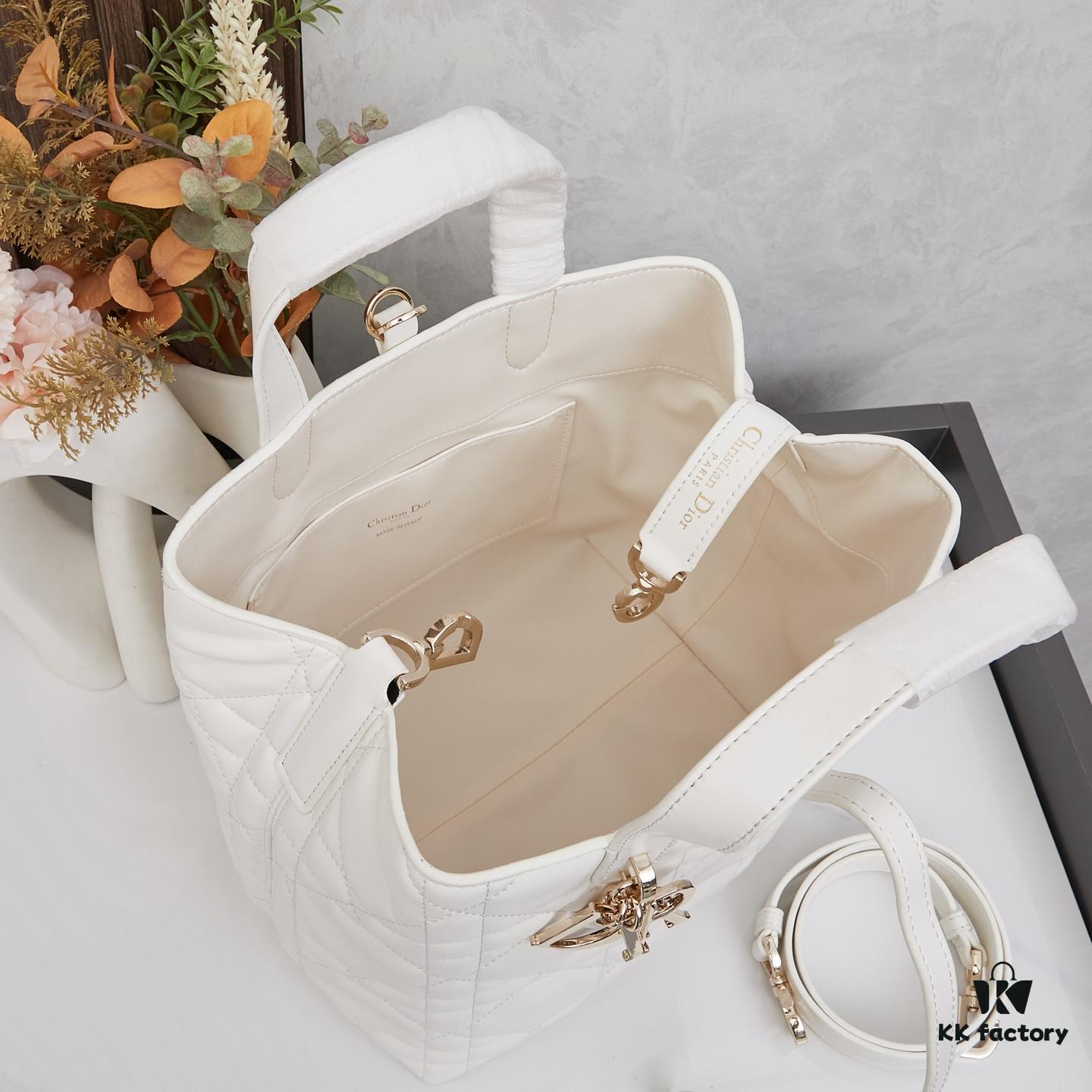 Dior Toujours Medium Vertical Handbag in Blush Beige Calfskin with Oversized Cannage Stitching