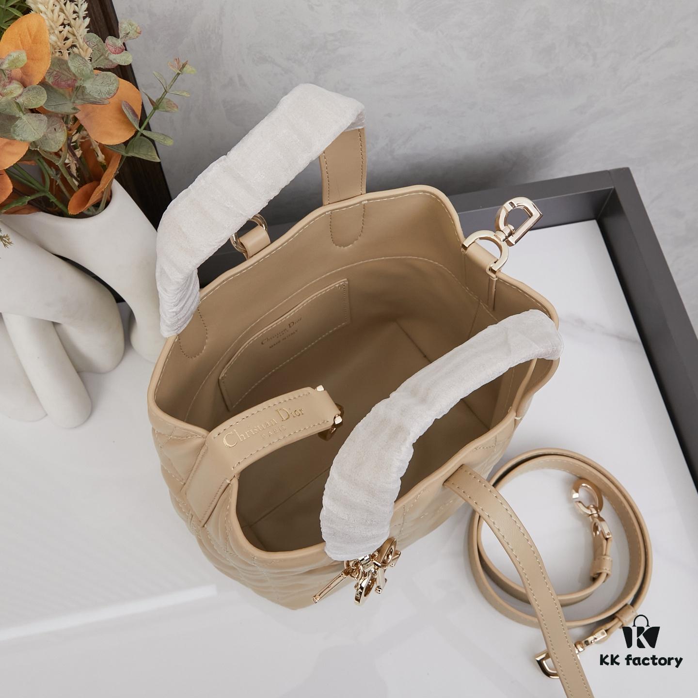 Dior Toujours Small Vertical Handbag in Black Calfskin with Cannage Stitching