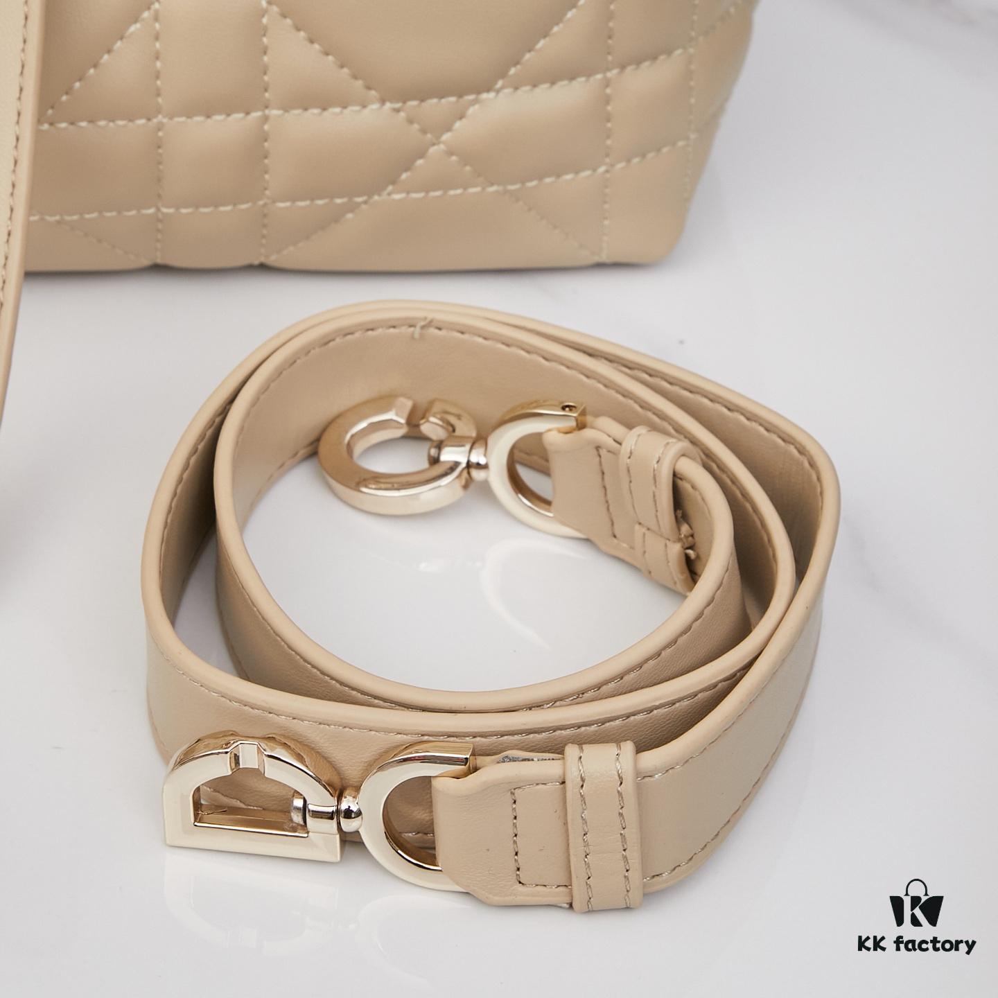 Dior Toujours Medium Vertical Handbag in Blush Beige Calfskin with Cannage Stitching