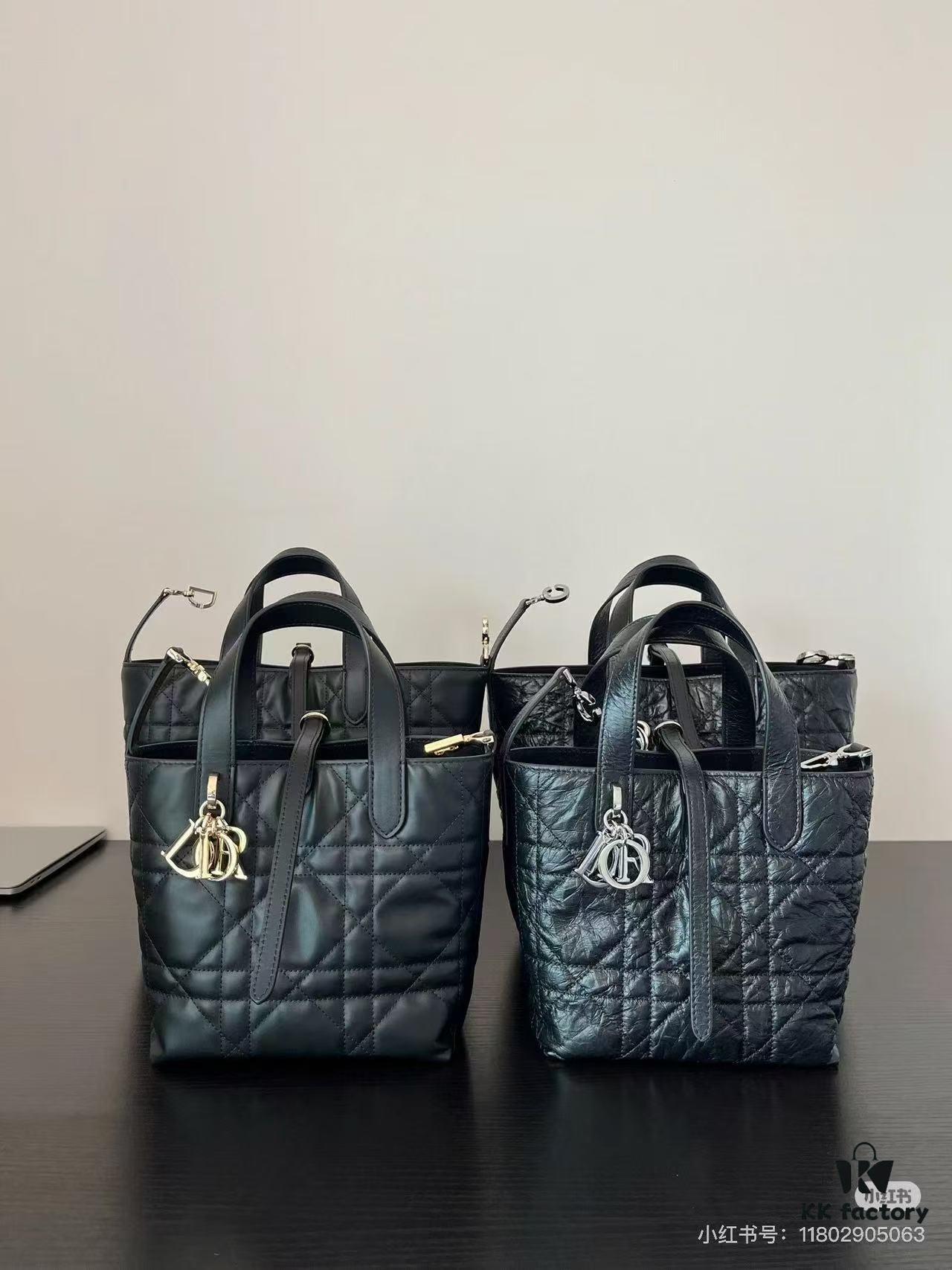 Dior Toujours Vertical Handbag in Blush Beige Calfskin with Large Quilting