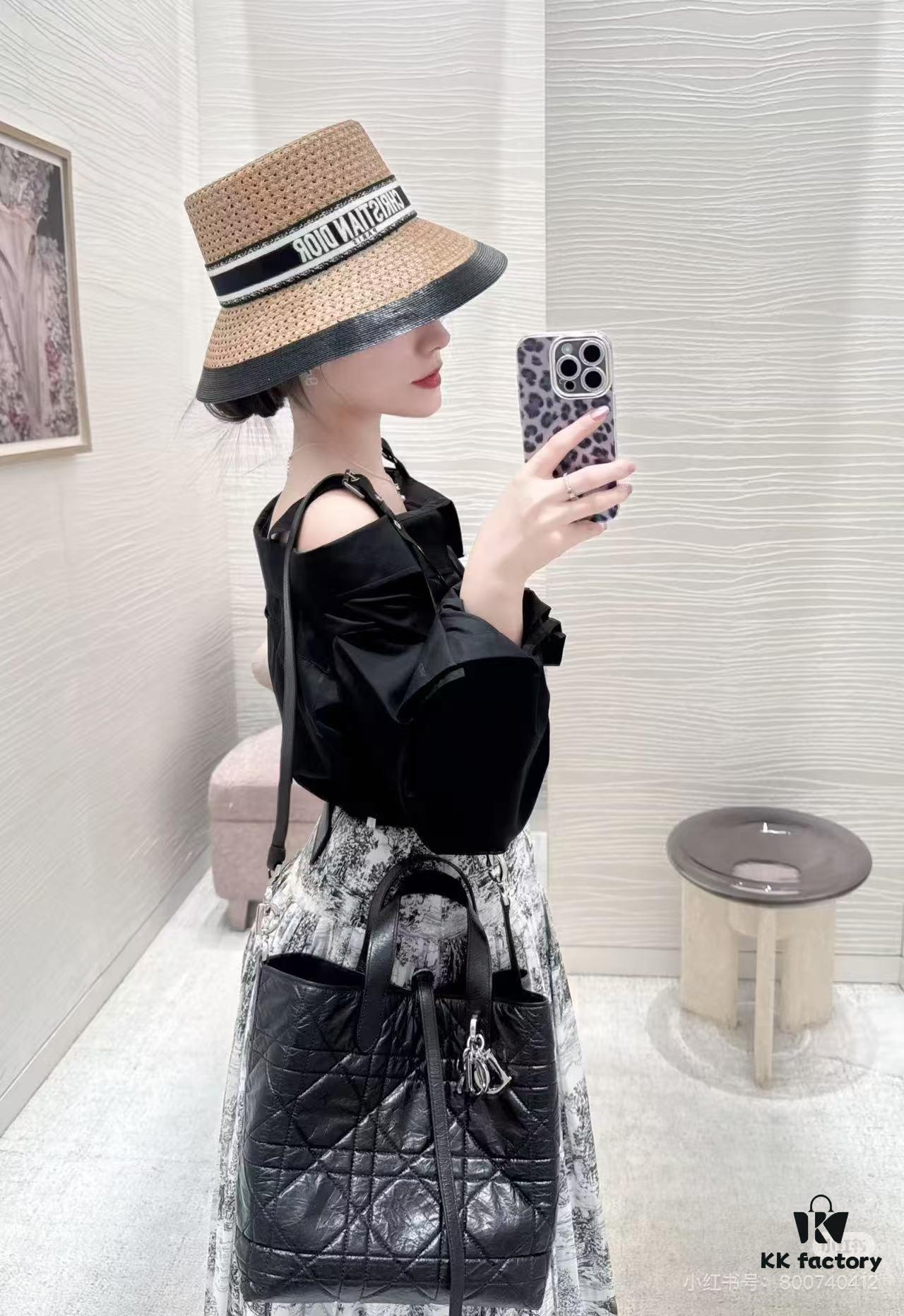 Dior Toujours Vertical Handbag in Blush Beige Calfskin with Large Quilting