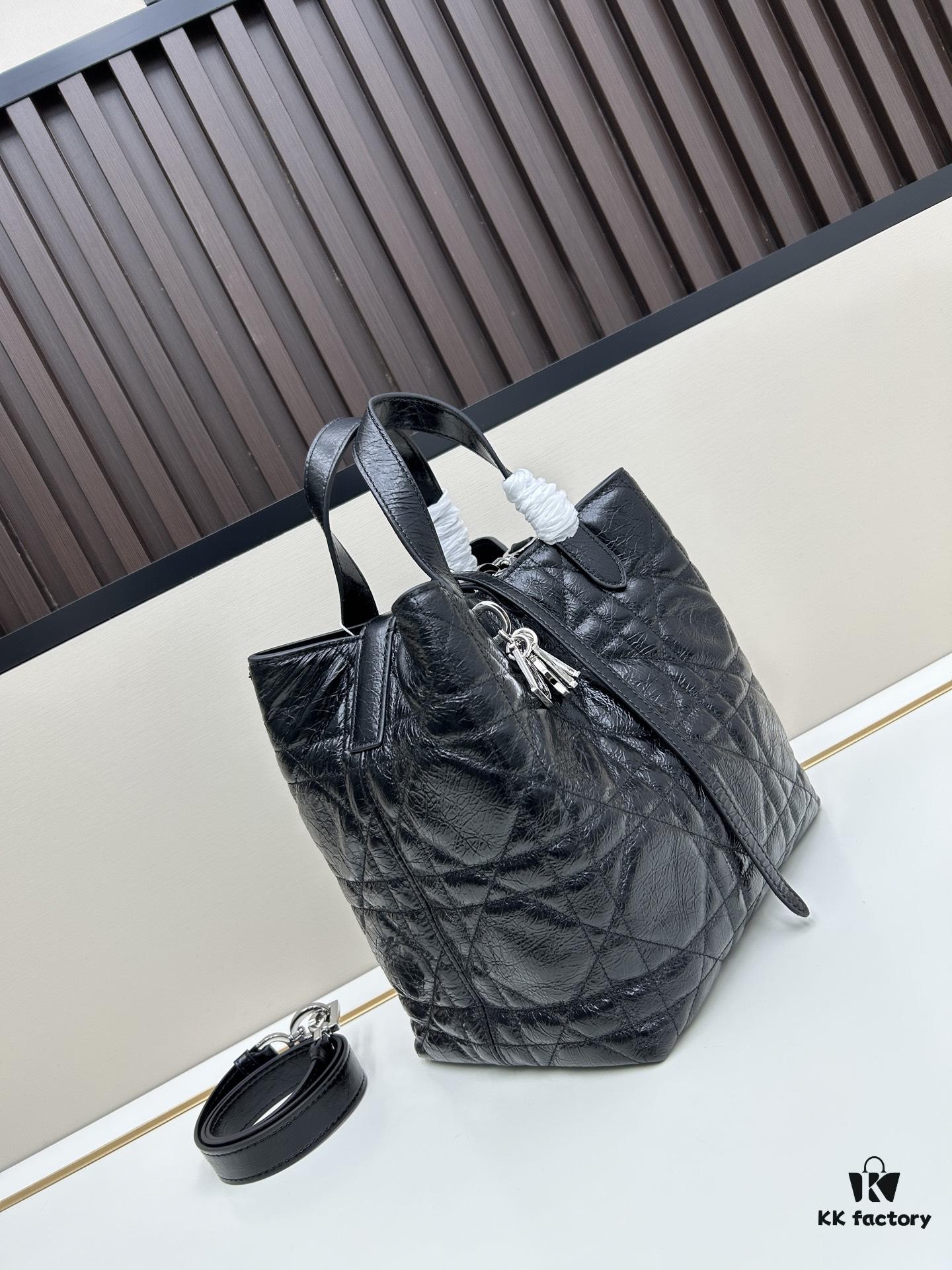 Dior Toujours Medium Vertical Leather Handbag in Blush Beige with Cannage Stitching