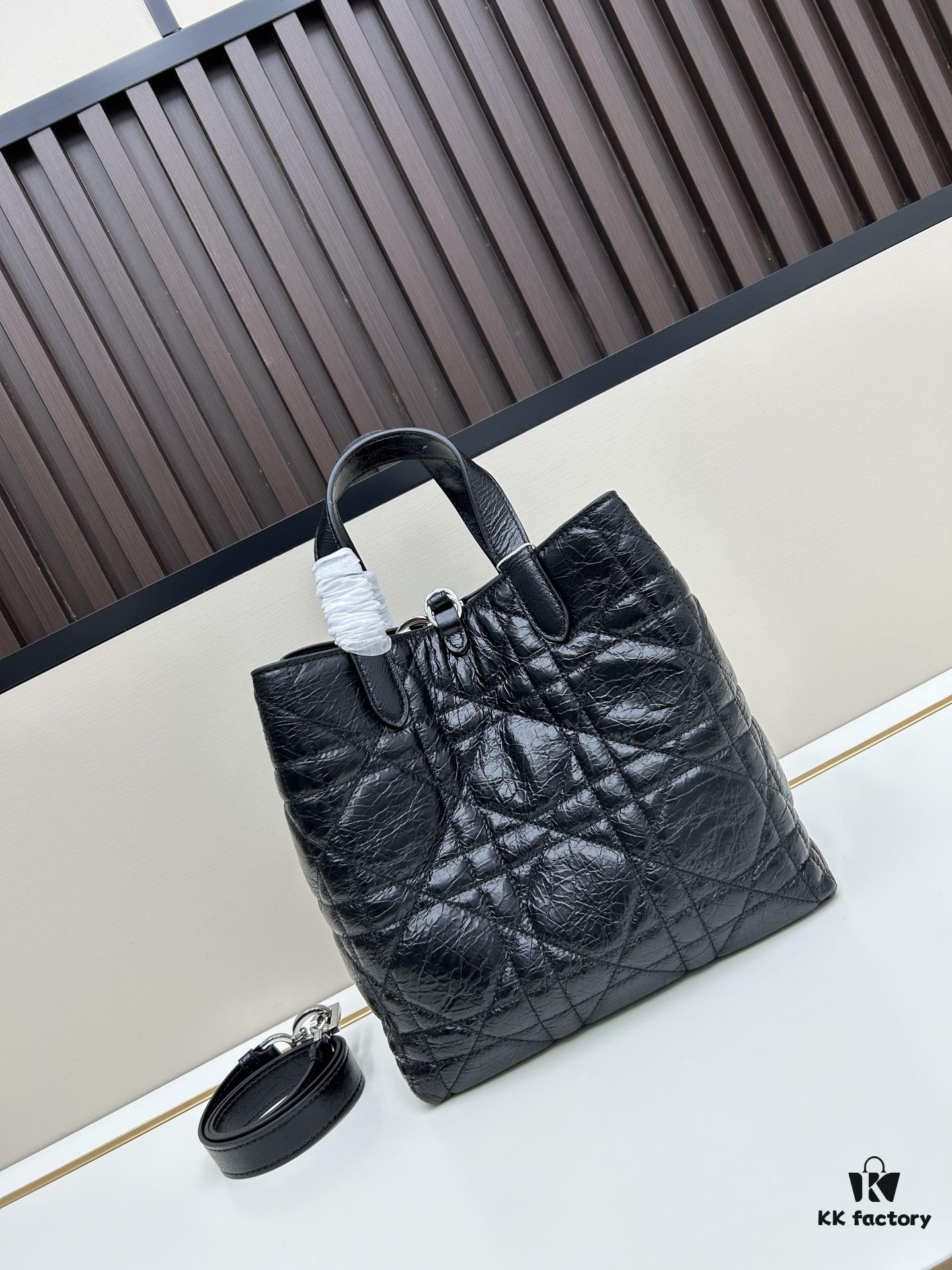 Dior Toujours Medium Vertical Leather Handbag in Blush Beige with Cannage Stitching