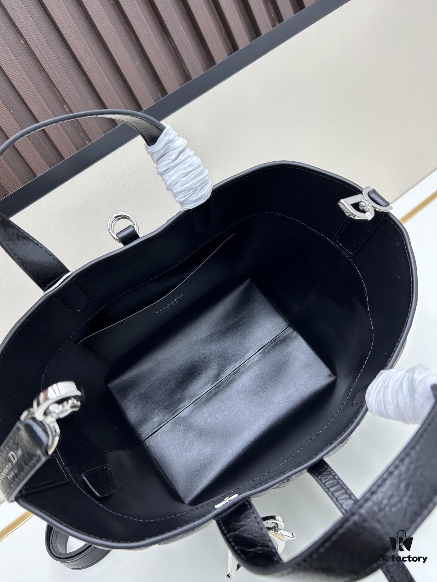 Dior Toujours Medium Vertical Leather Handbag in Blush Beige with Cannage Stitching