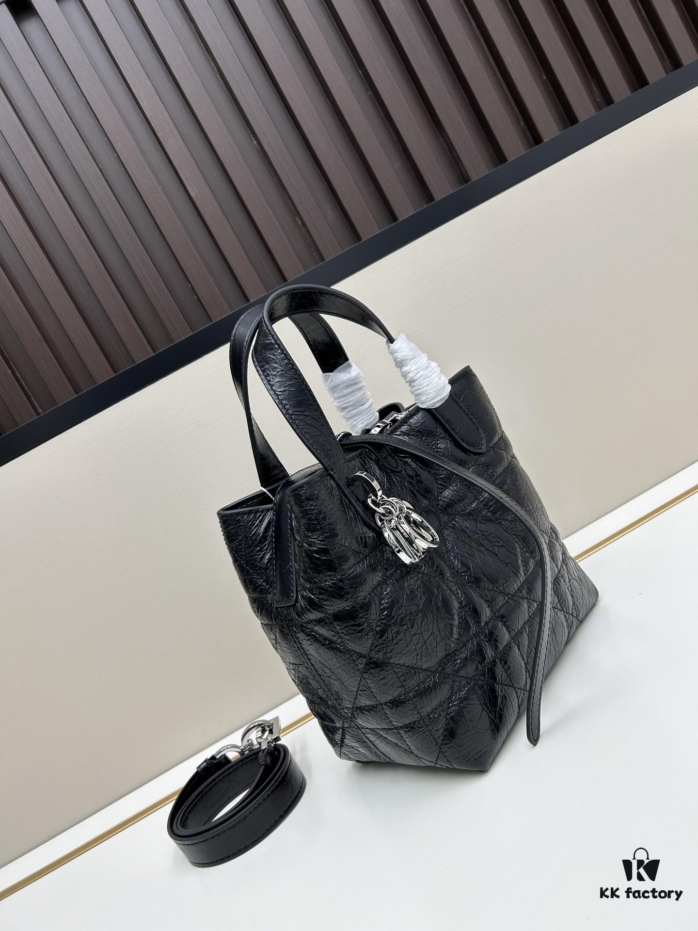 Dior Toujours Medium Vertical Handbag in Blush Beige Calfskin with Large Herringbone Stitching