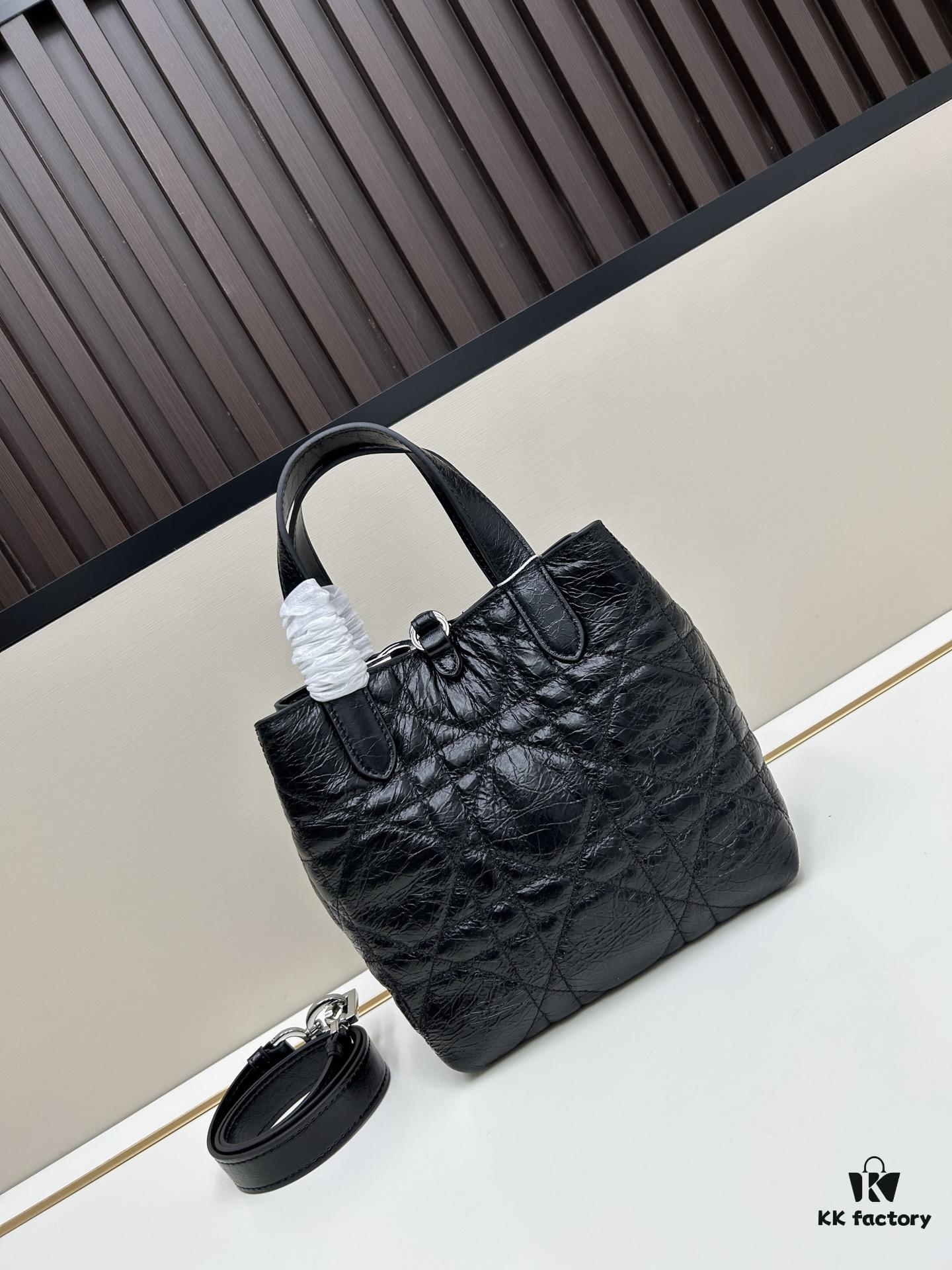 Dior Toujours Medium Vertical Handbag in Blush Beige Calfskin with Large Herringbone Stitching