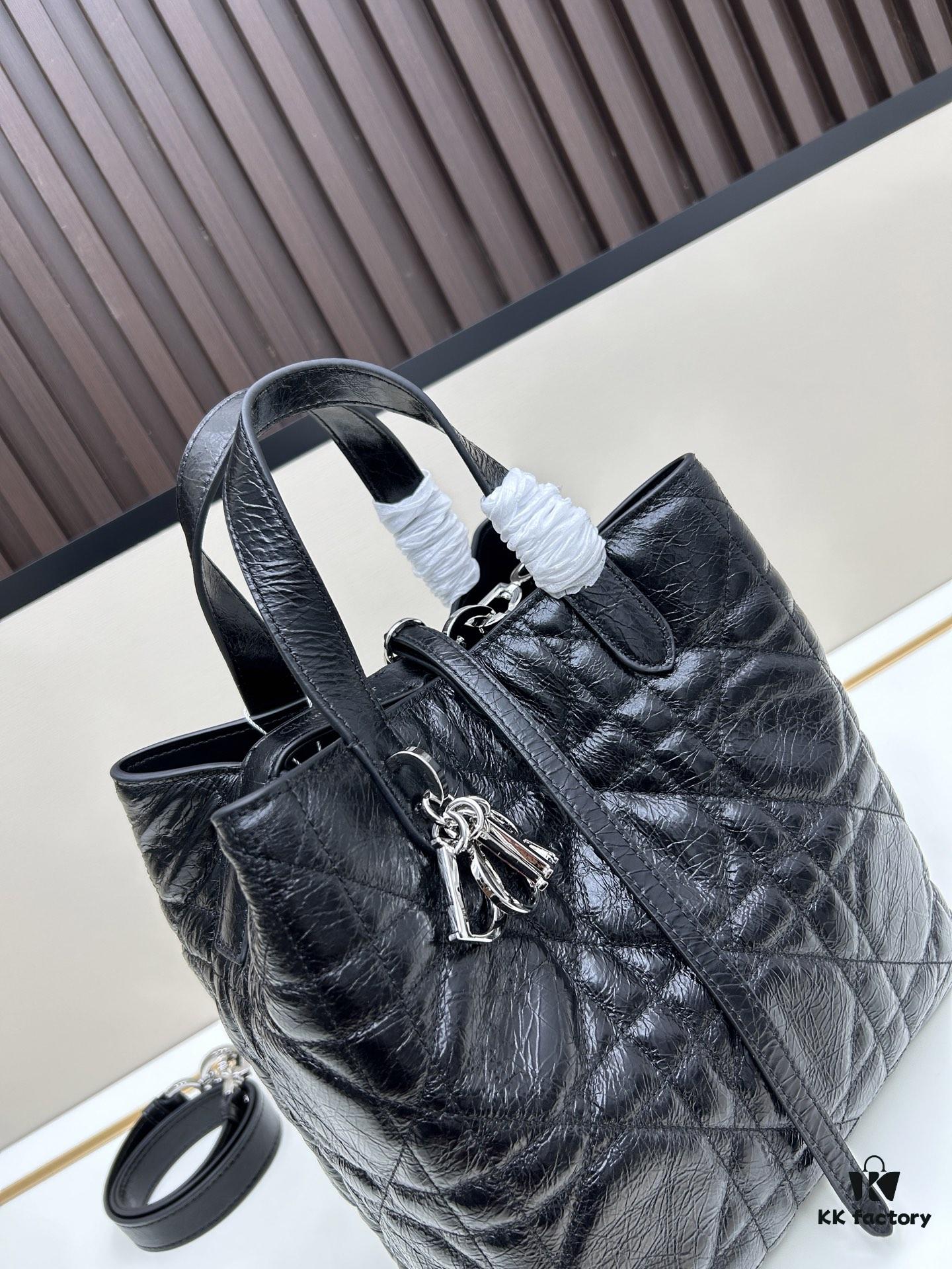 Dior Toujours Medium Vertical Leather Handbag in Blush Beige with Cannage Stitching