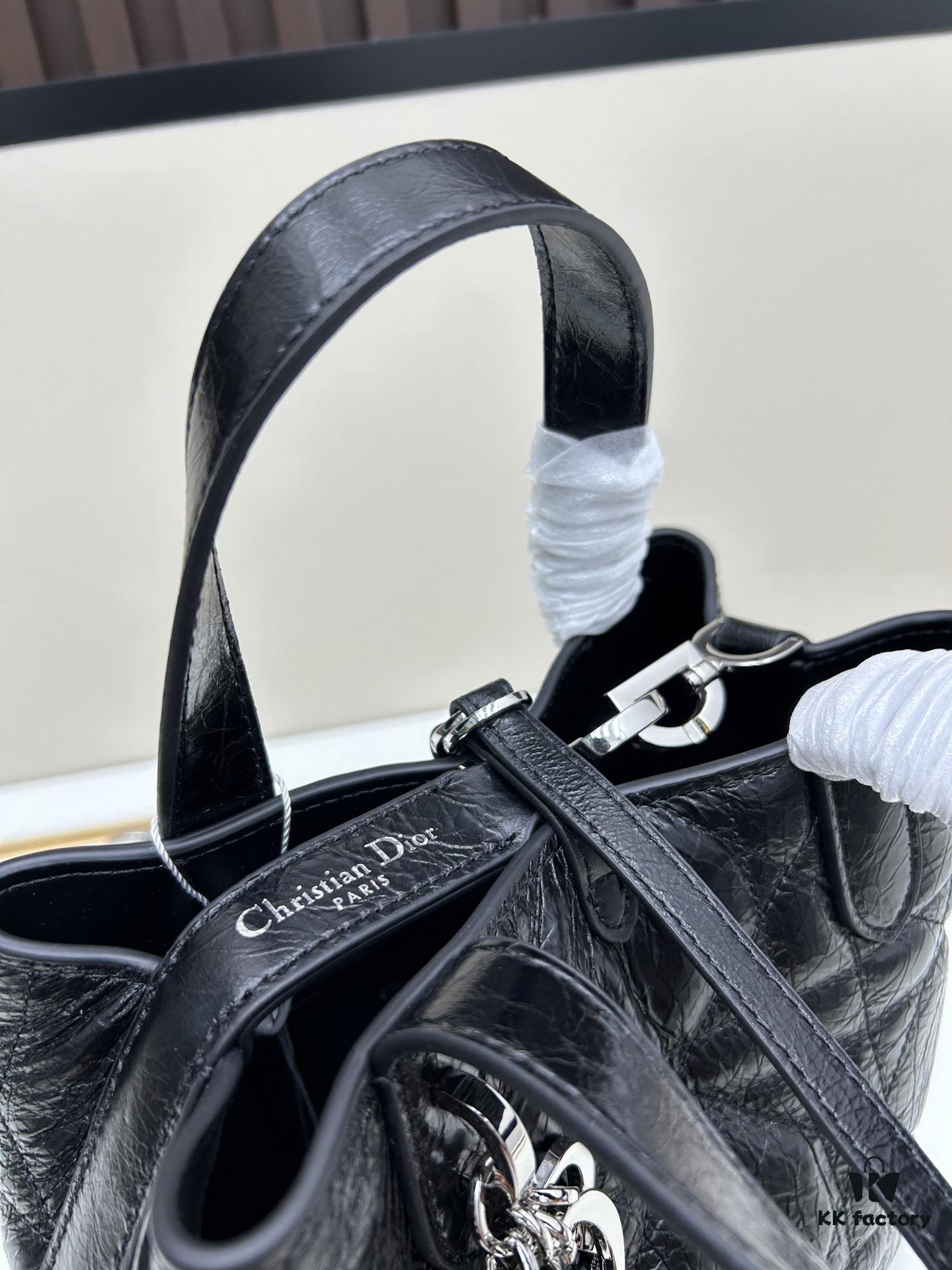 Dior Toujours Medium Vertical Handbag in Blush Beige Calfskin with Large Herringbone Stitching