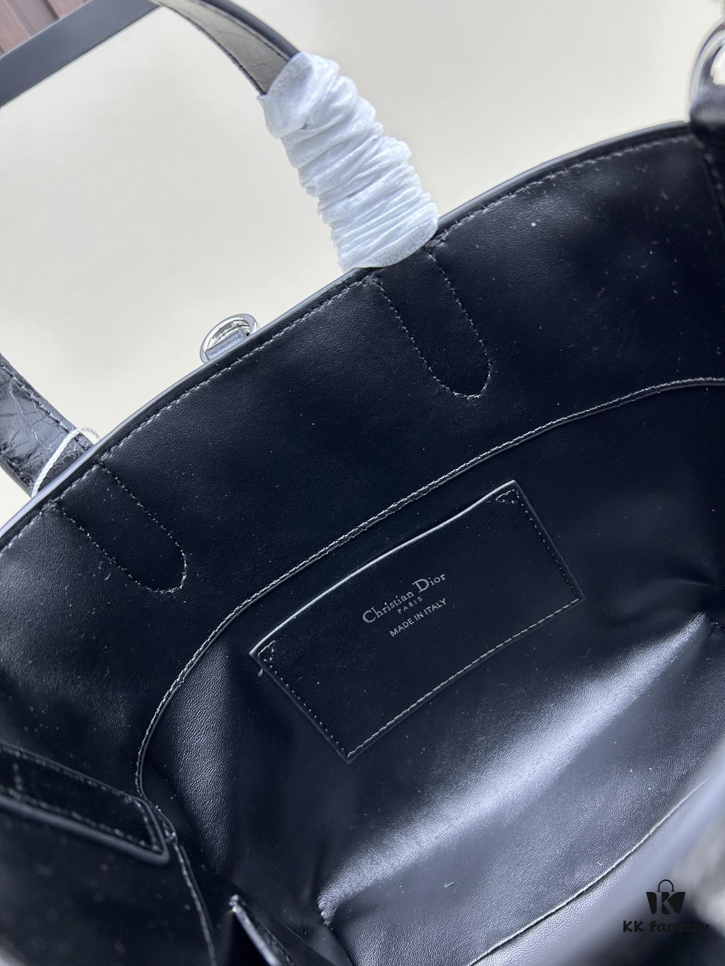 Dior Toujours Medium Vertical Handbag in Blush Beige Calfskin with Large Herringbone Stitching