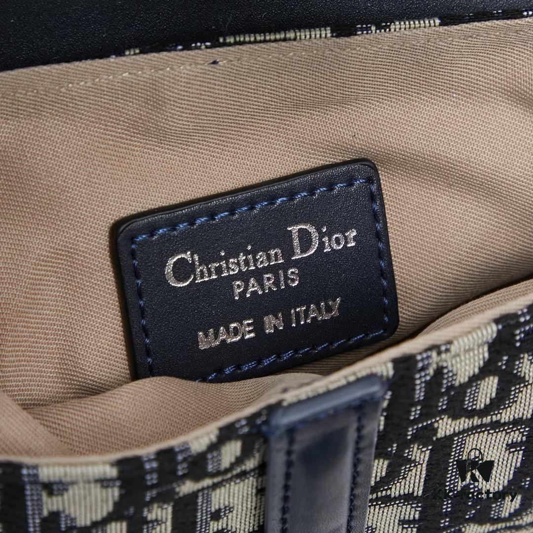 Small Blue Dior Saddle Bag with Box, New Model Silver Buckle