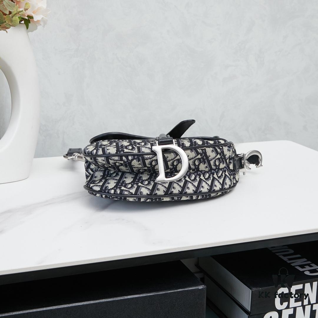 Small Size with Black Dior Saddle Bag with Silver Buckle in Box