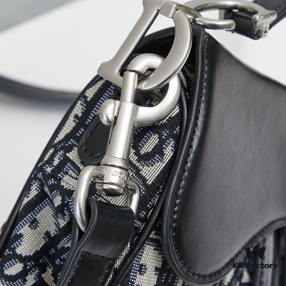 Small Size with Black Dior Saddle Bag with Silver Buckle in Box