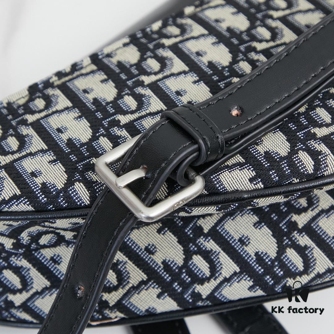 Small Size with Black Dior Saddle Bag with Silver Buckle in Box