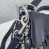 Large Blue Dior Saddle Bag with Box, New Model with Silver Buckle