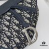 Large Blue Dior Saddle Bag with Box, New Model with Silver Buckle