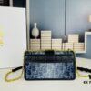 Small 30 Montaigne East-West Chain Bag in Denim Dior Oblique Jacquard