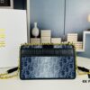 Large 30 Montaigne East-West Chain Bag in Denim Dior Oblique Jacquard