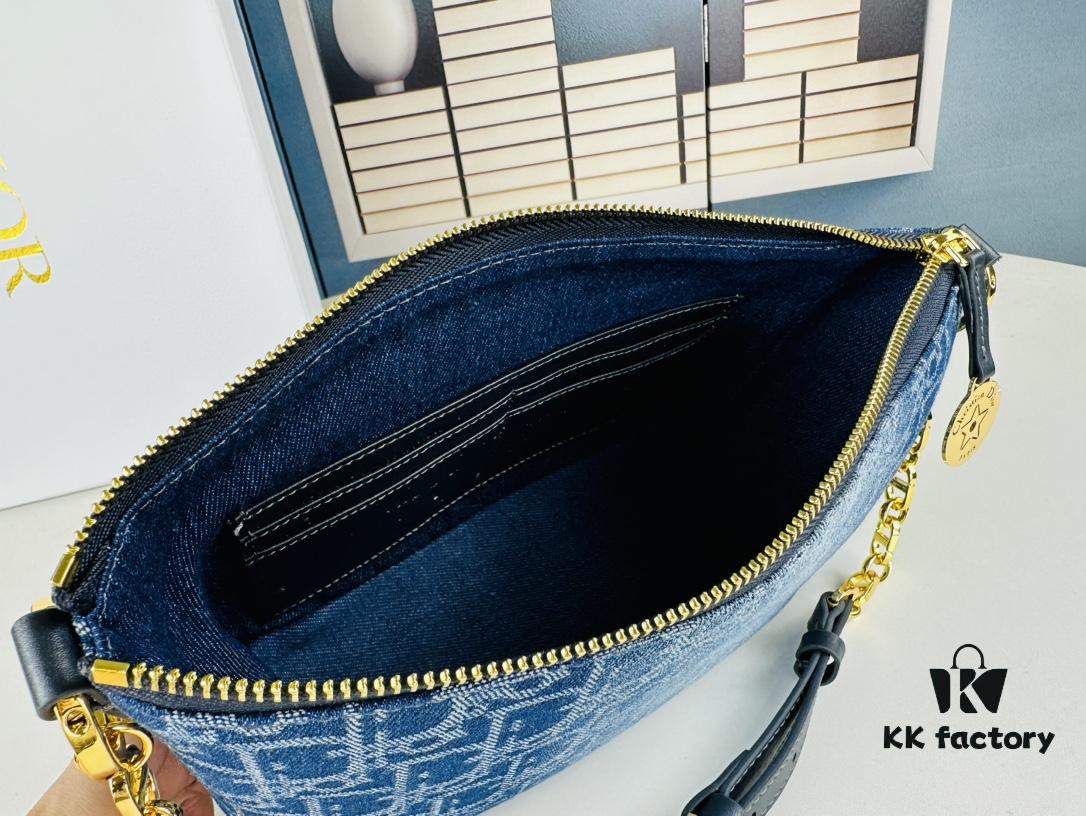 Diorstar Hobo Chain Bag in Blue Denim Dior Oblique Jacquard